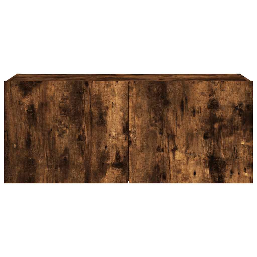 Έπιπλο Τοίχου Τηλεόρασης με LED Καπνιστή Δρυς 100x35x41 εκ. - Pakobazaar