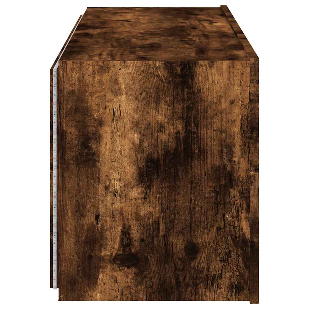 Έπιπλο Τοίχου Τηλεόρασης με LED Καπνιστή Δρυς 100x35x41 εκ. - Pakobazaar