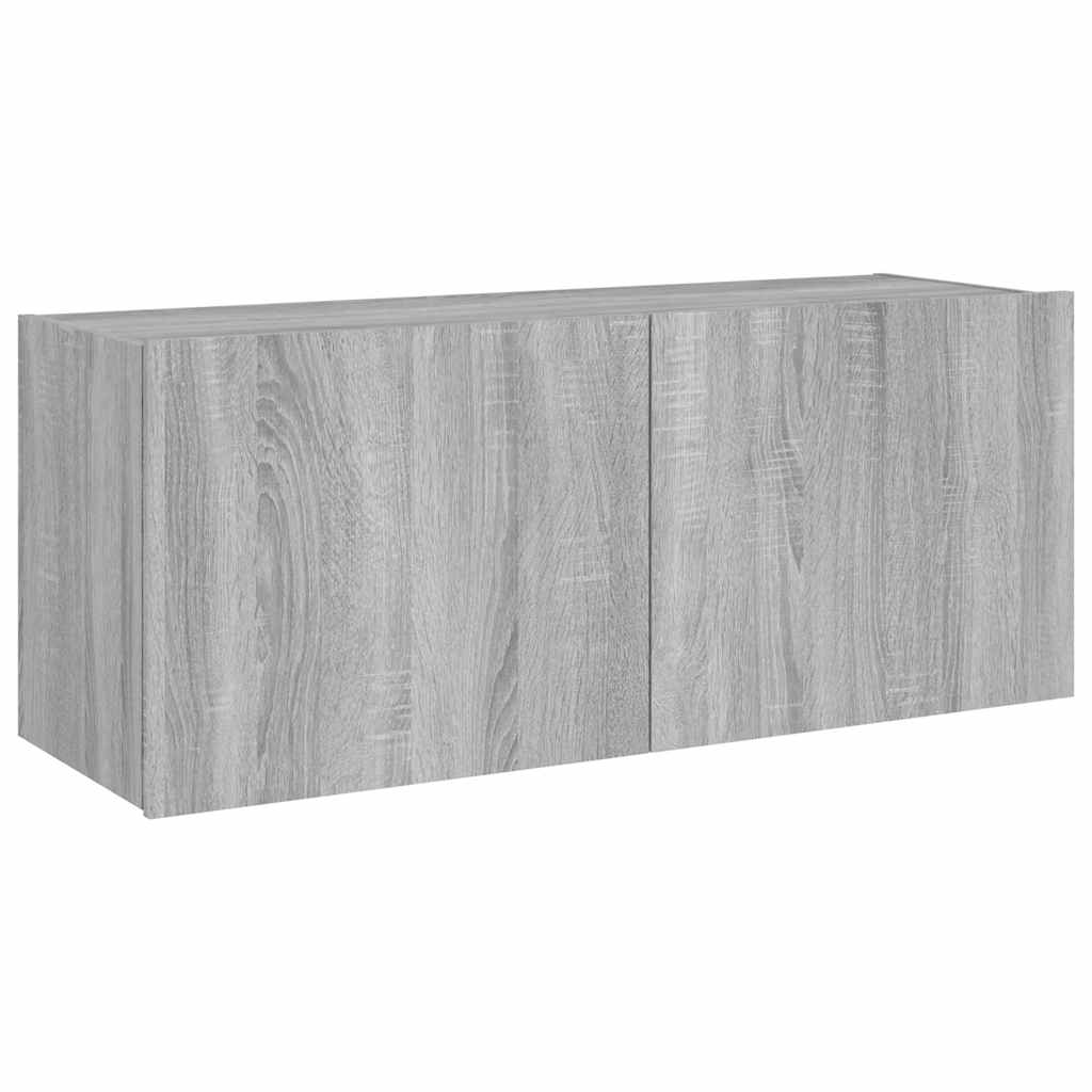 Έπιπλο Τοίχου Τηλεόρασης με LED Γκρι Sonoma 100x35x41 εκ. - Pakobazaar