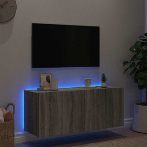 Έπιπλο Τοίχου Τηλεόρασης με LED Γκρι Sonoma 100x35x41 εκ. - Pakobazaar