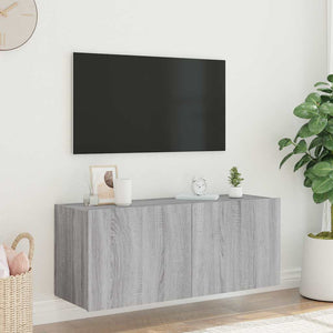 Έπιπλο Τοίχου Τηλεόρασης με LED Γκρι Sonoma 100x35x41 εκ. - Pakobazaar