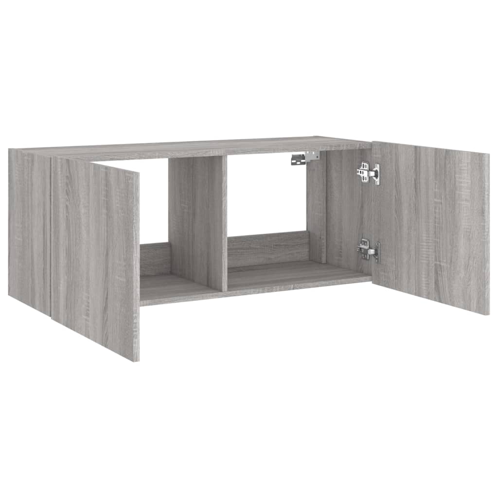 Έπιπλο Τοίχου Τηλεόρασης με LED Γκρι Sonoma 100x35x41 εκ. - Pakobazaar