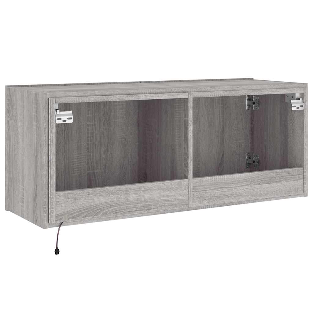 Έπιπλο Τοίχου Τηλεόρασης με LED Γκρι Sonoma 100x35x41 εκ. - Pakobazaar
