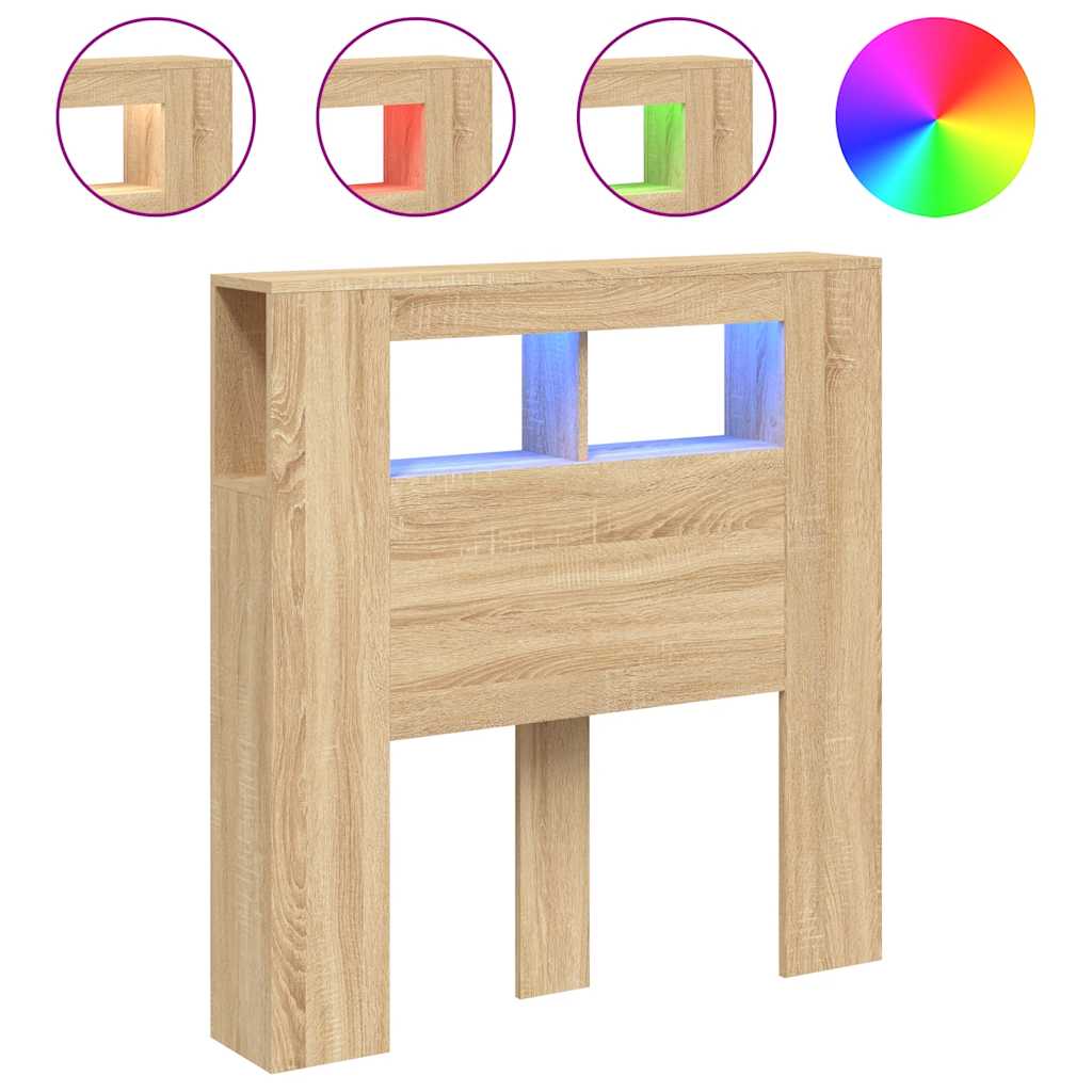 Κεφαλάρι Κρεβατιού με LED Sonoma Δρυς 100x18,5x103,5 εκ - Pakobazaar