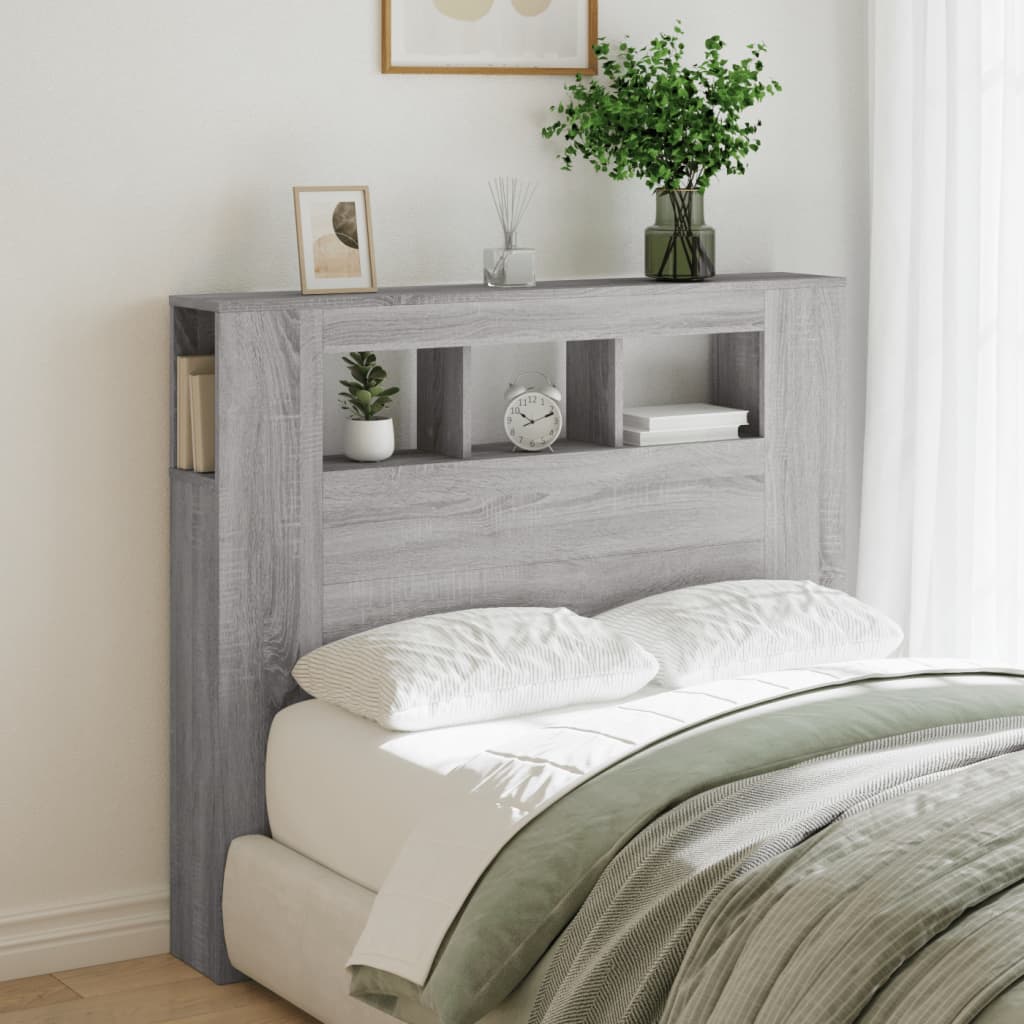 Κεφαλάρι Κρεβατιού με LED Γκρι Sonoma 120x18,5x103,5 εκ - Pakobazaar