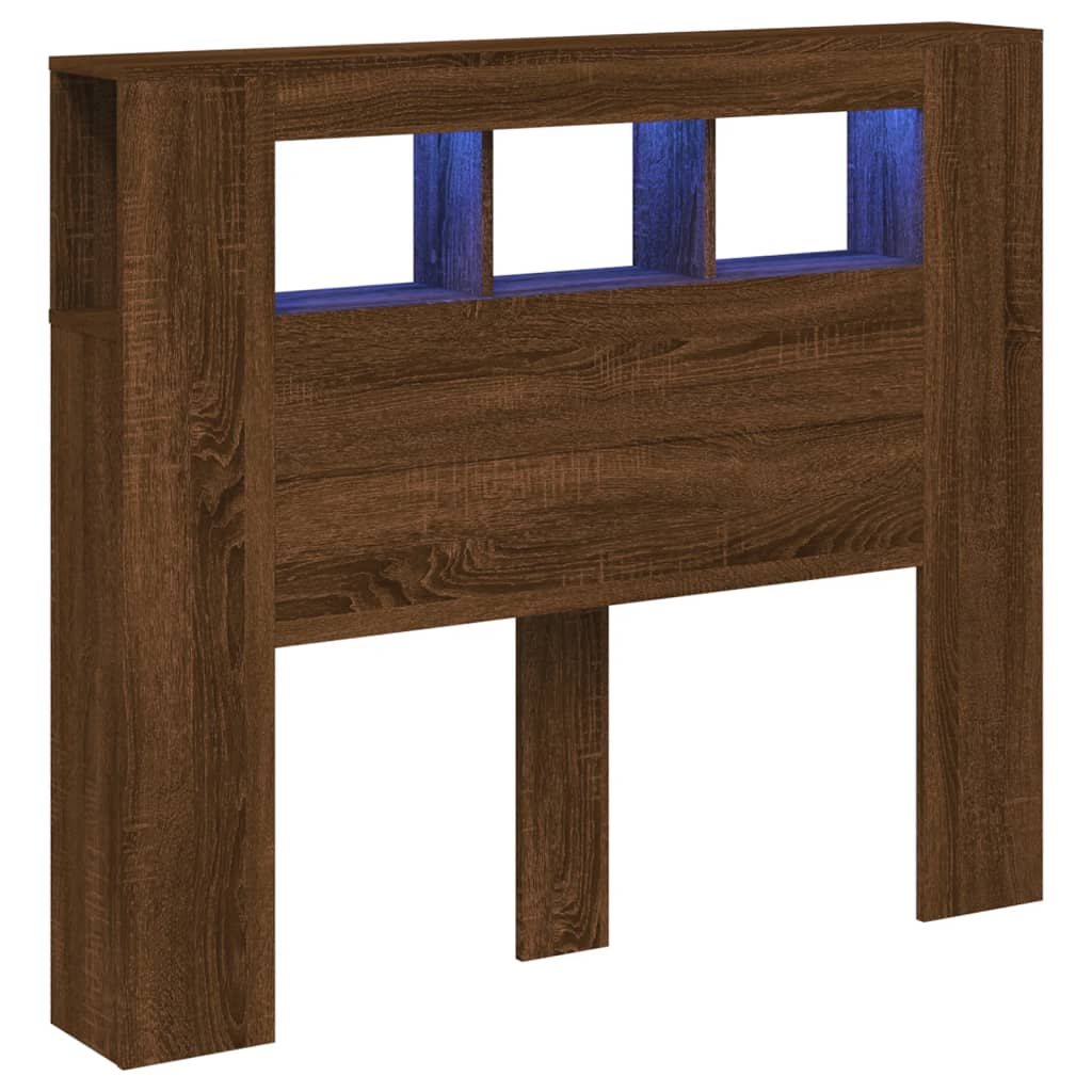 Κεφαλάρι Κρεβατιού με LED Καφέ Δρυς 120x18,5x103,5 εκ - Pakobazaar