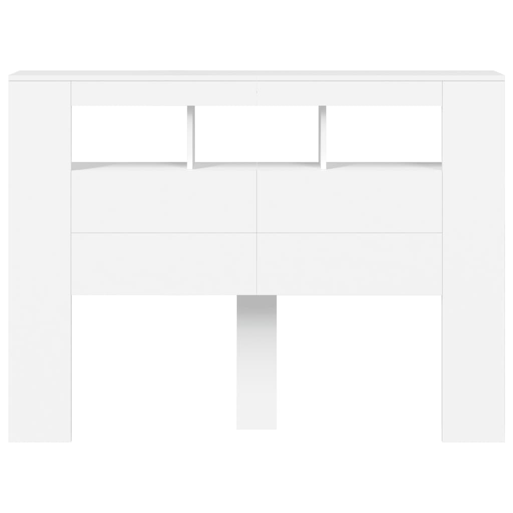 Κεφαλάρι Κρεβατιού με LED Λευκό 140x18,5x103,5 εκ Επεξεργ. Ξύλο - Pakobazaar