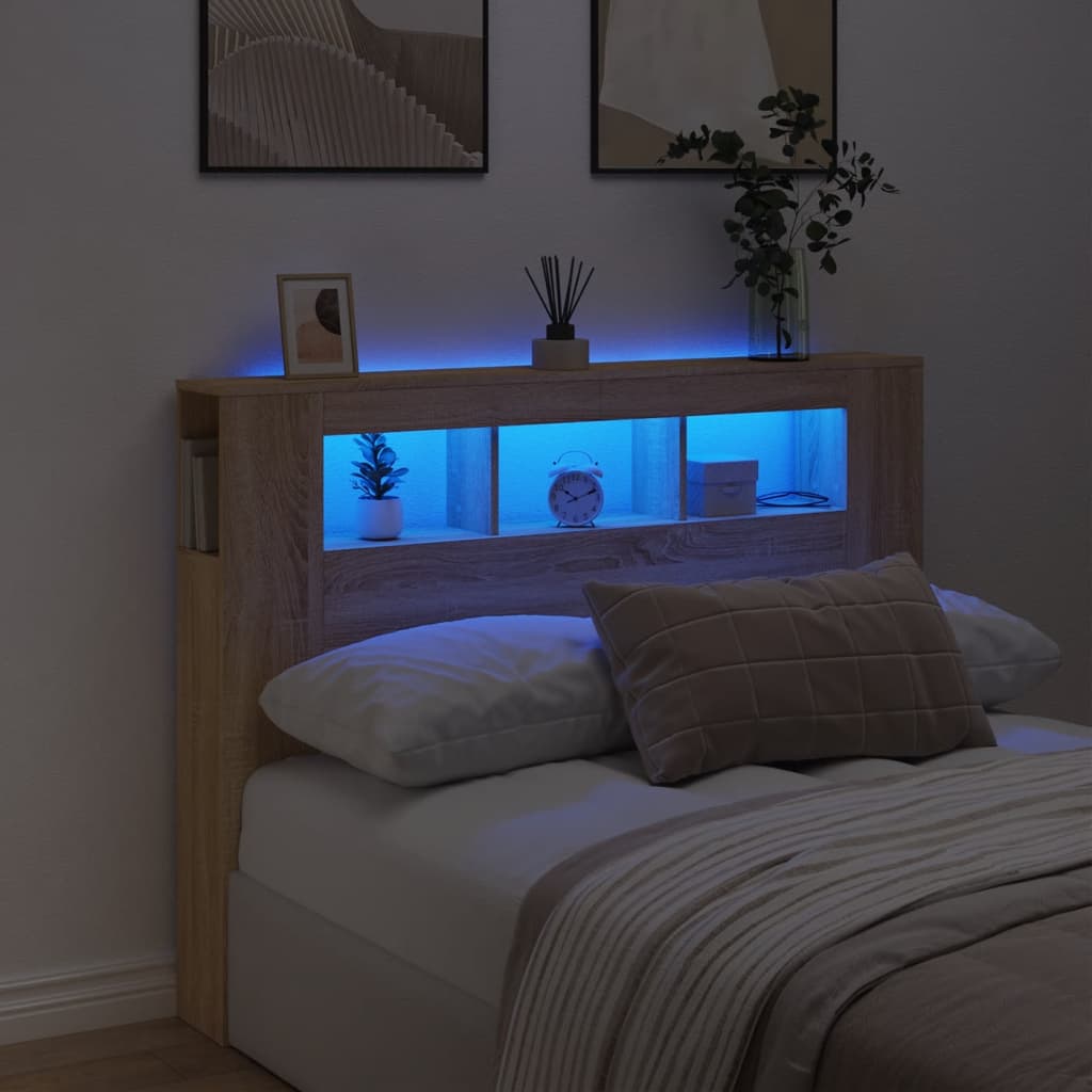 Κεφαλάρι Κρεβατιού με LED Sonoma Δρυς 140x18,5x103,5 εκ - Pakobazaar