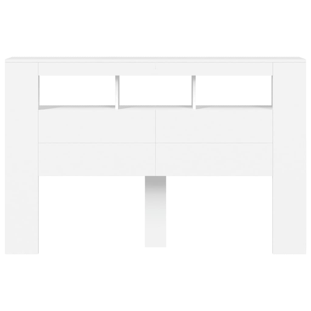 Κεφαλάρι Κρεβατιού με LED Λευκό 160x18,5x103,5 εκ Επεξεργ. Ξύλο - Pakobazaar