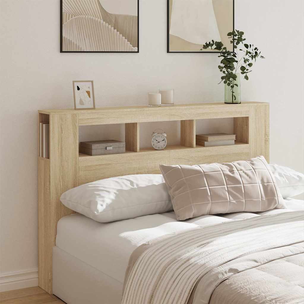 Κεφαλάρι Κρεβατιού με LED Sonoma Δρυς 160x18,5x103,5 εκ - Pakobazaar