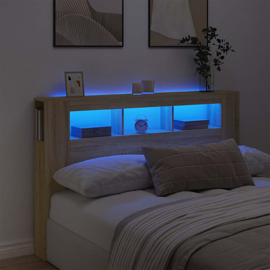 Κεφαλάρι Κρεβατιού με LED Sonoma Δρυς 160x18,5x103,5 εκ - Pakobazaar