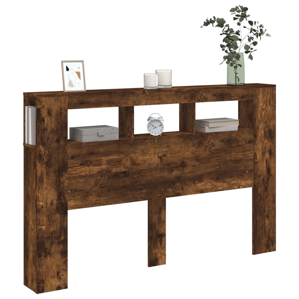 Κεφαλάρι Κρεβατιού με LED Καπνιστή Δρυς 160x18,5x103,5 εκ - Pakobazaar