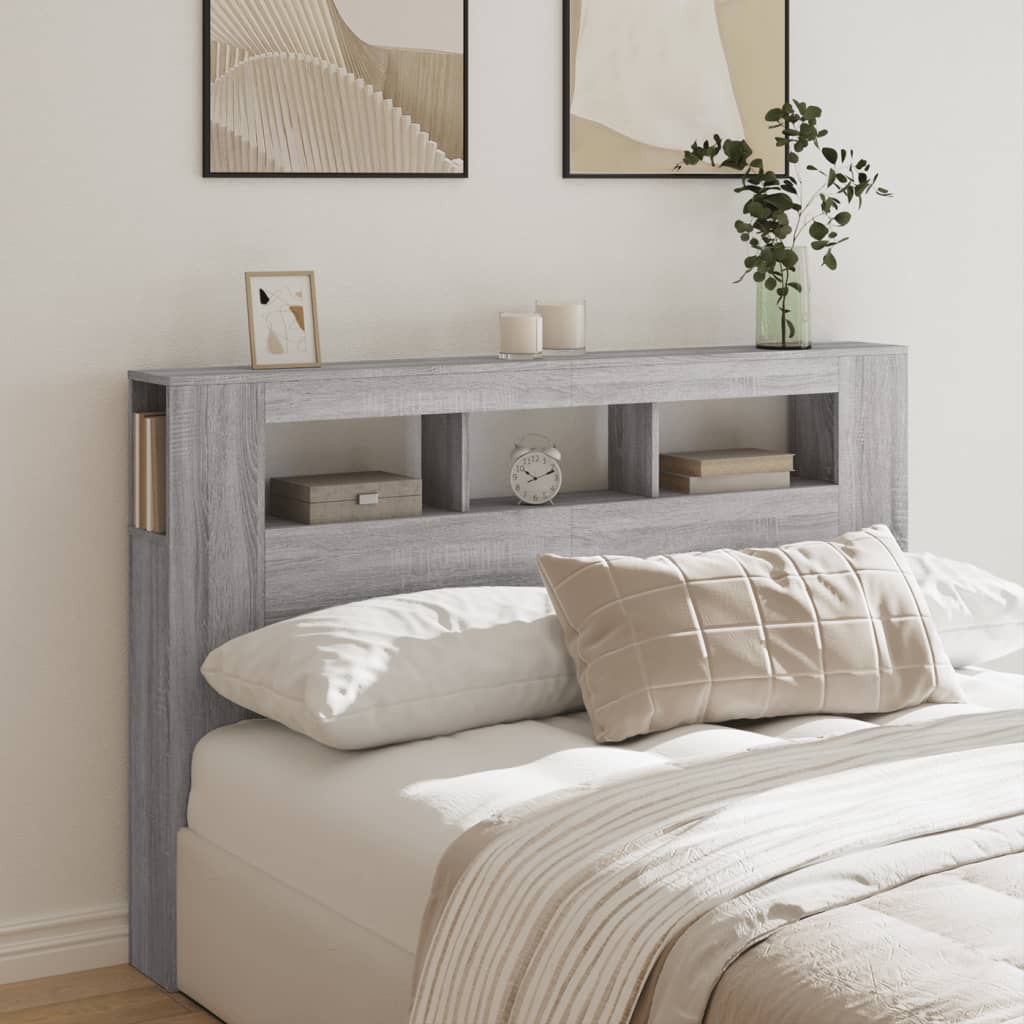 Κεφαλάρι Κρεβατιού με LED Γκρι Sonoma 160x18,5x103,5 εκ - Pakobazaar