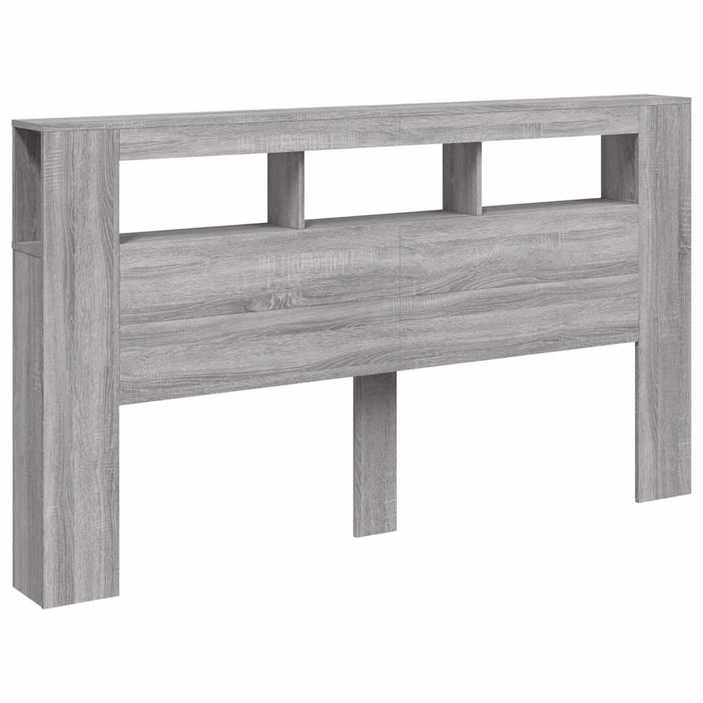 Κεφαλάρι Κρεβατιού με LED Γκρι Sonoma 180x18,5x103,5 εκ - Pakobazaar