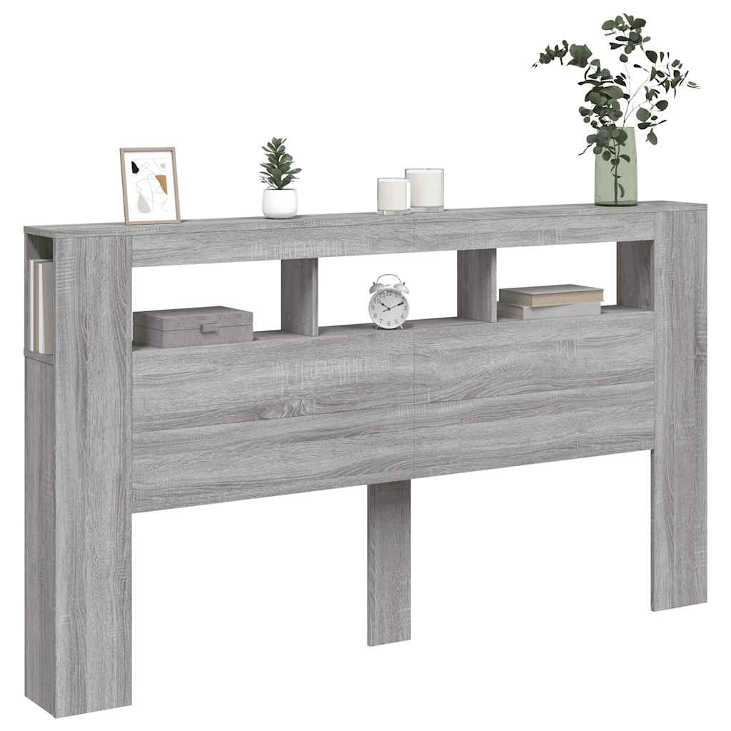 Κεφαλάρι Κρεβατιού με LED Γκρι Sonoma 180x18,5x103,5 εκ - Pakobazaar