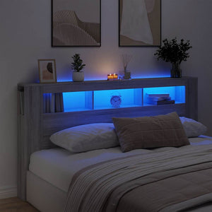 Κεφαλάρι Κρεβατιού με LED Γκρι Sonoma 200x18,5x103,5 εκ - Pakobazaar