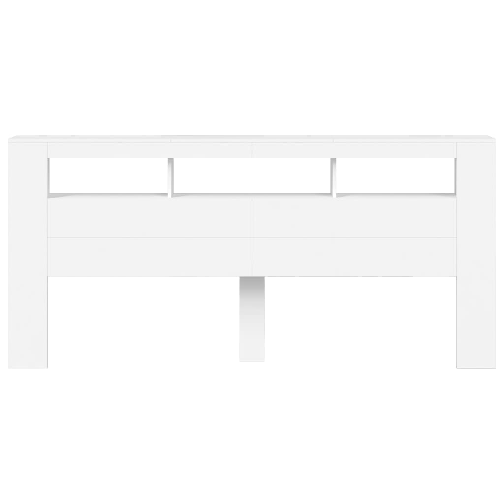 Κεφαλάρι Κρεβατιού με LED Λευκό 220x18,5x103,5 εκ Επεξεργ. Ξύλο - Pakobazaar