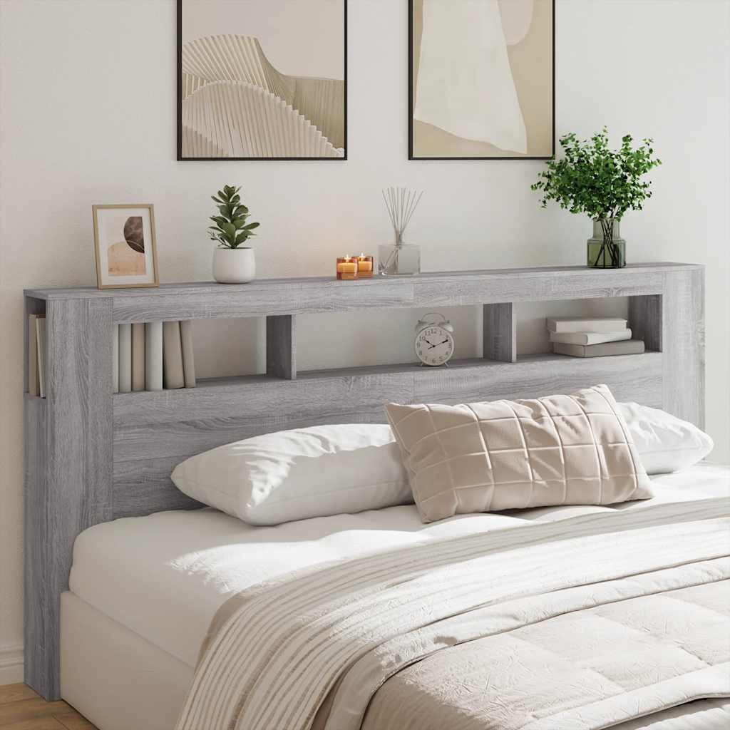 Κεφαλάρι Κρεβατιού με LED Γκρι Sonoma 220x18,5x103,5 εκ - Pakobazaar