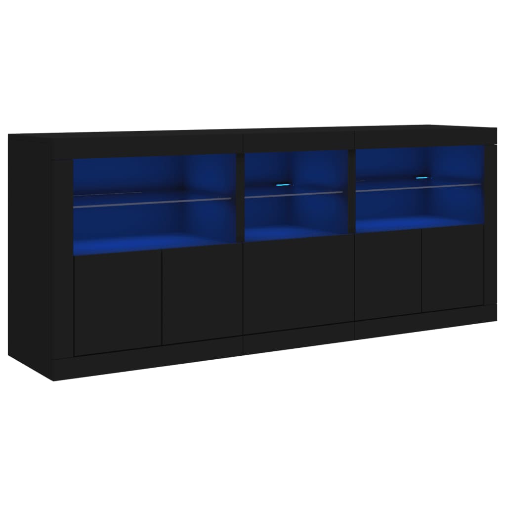 Μπουφές με Φώτα LED Μαύρος 162 x 37 x 67 εκ.