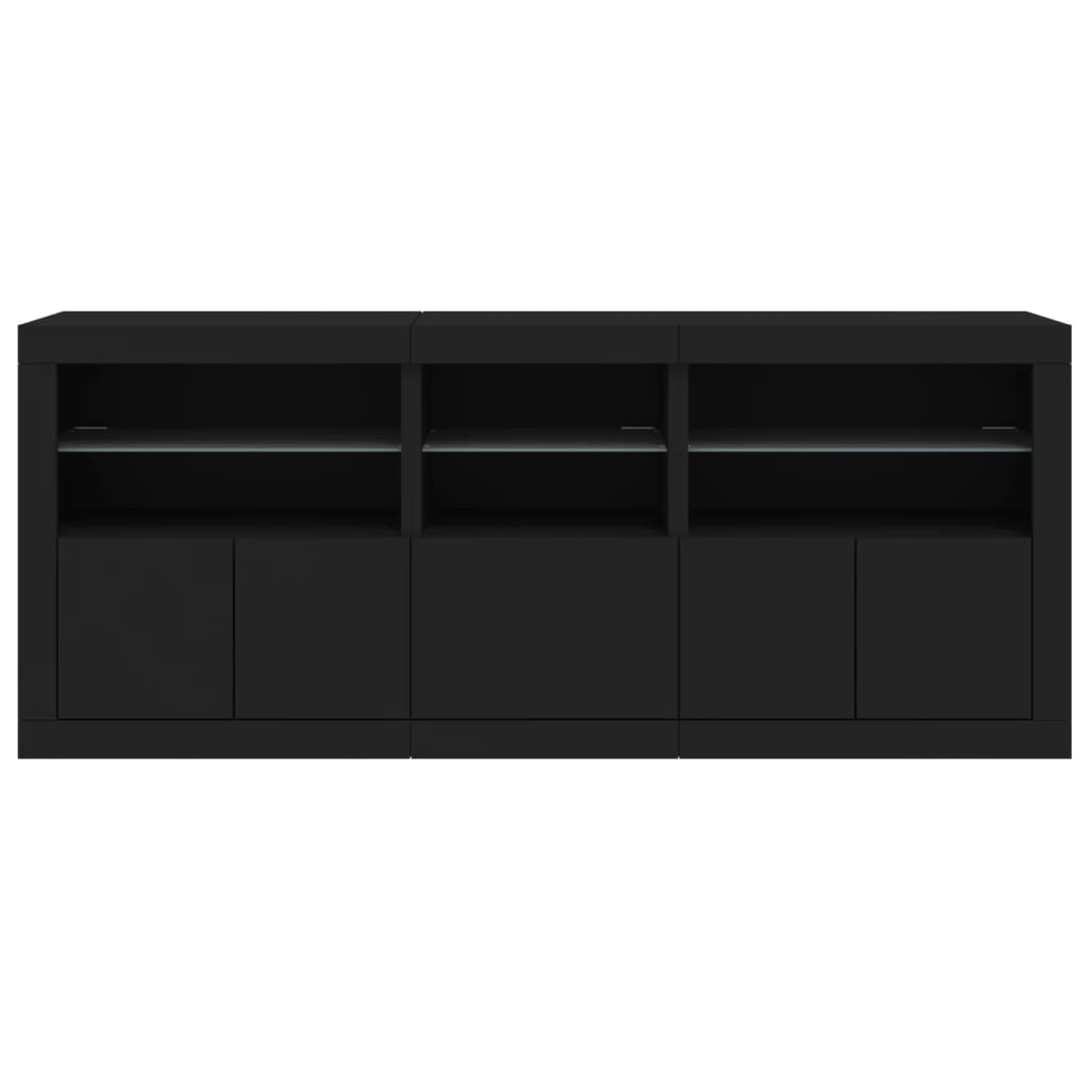 Μπουφές με Φώτα LED Μαύρος 162 x 37 x 67 εκ.