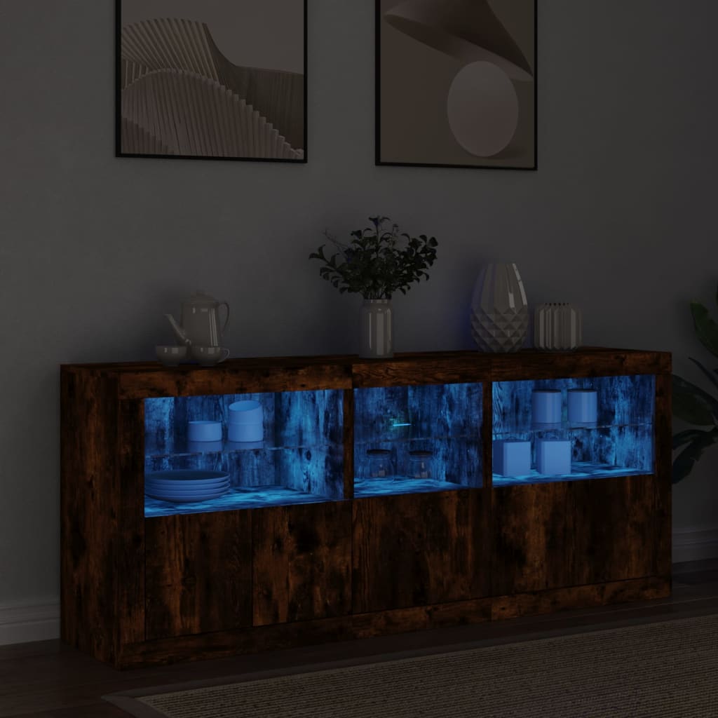 Ντουλάπι με LED Καπνιστή Δρυς 162x37x67 εκ. - Pakobazaar