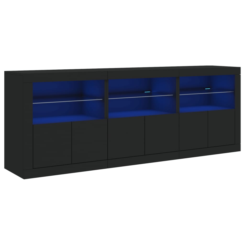 Μπουφές με LED Μαύρος 181,5x37x67 εκ.