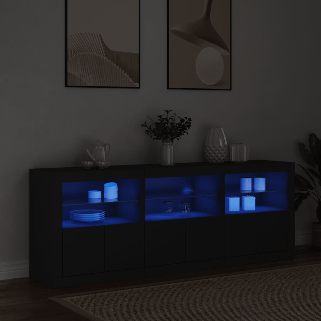Μπουφές με LED Μαύρος 181,5x37x67 εκ.