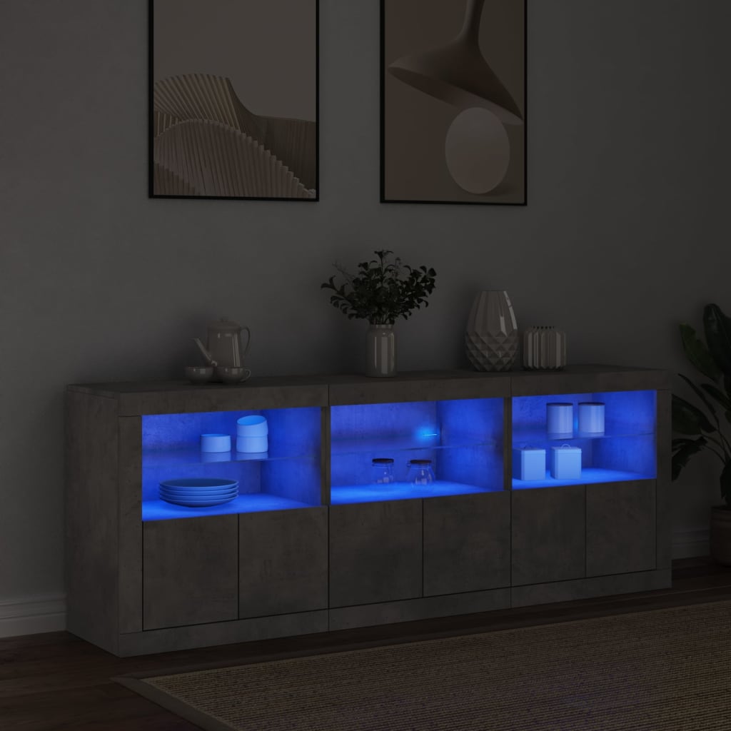 Ντουλάπι με LED Γκρι Σκυροδέματος 181,5x37x67 εκ.