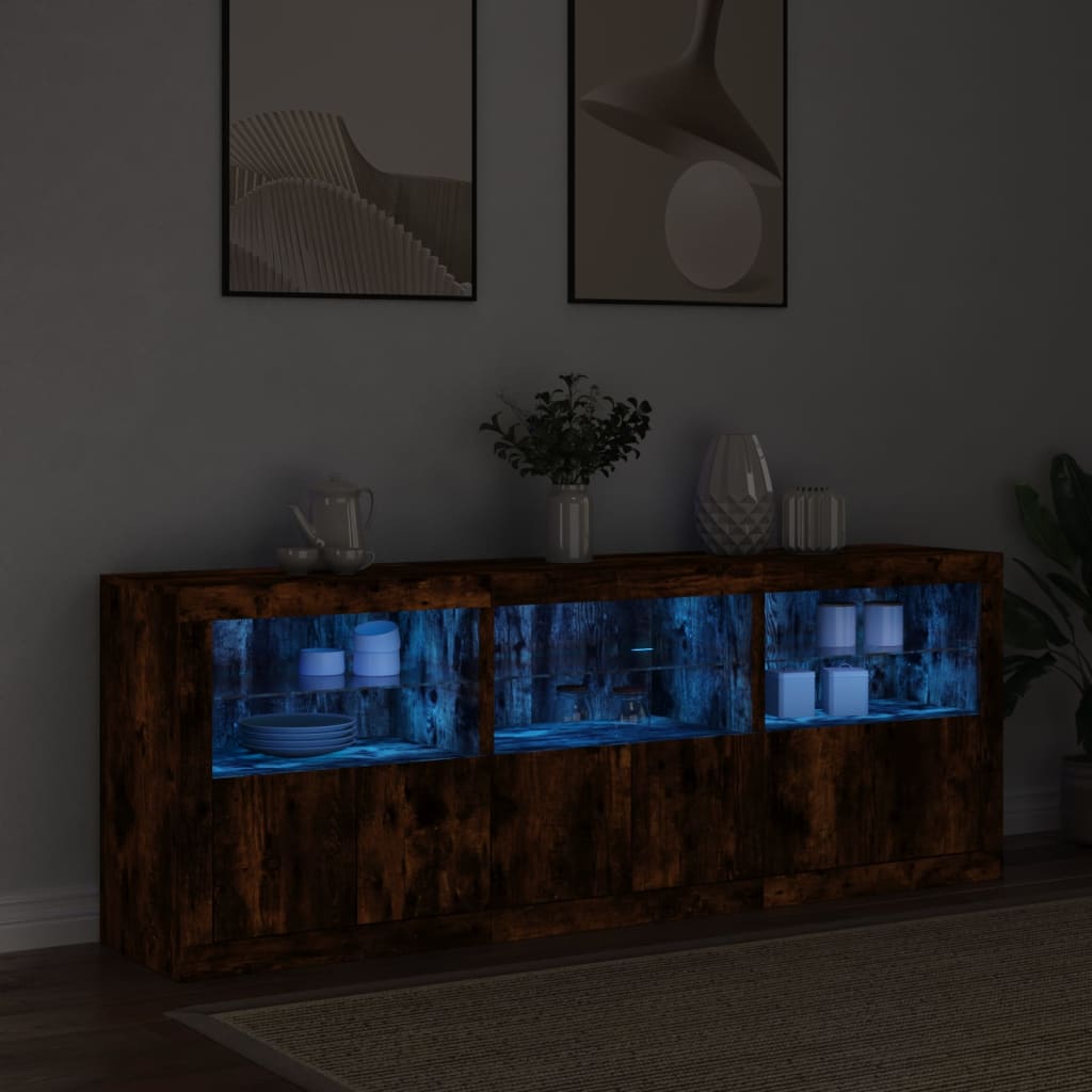 Ντουλάπι με LED Καπνιστή Δρυς 181,5x37x67 εκ. - Pakobazaar