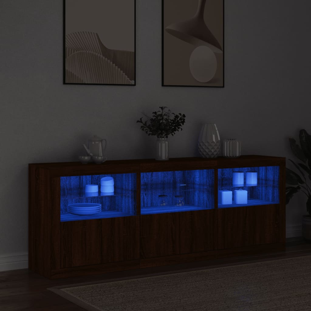 Ντουλάπι με LED Καφέ Δρυς 181,5x37x67 εκ.