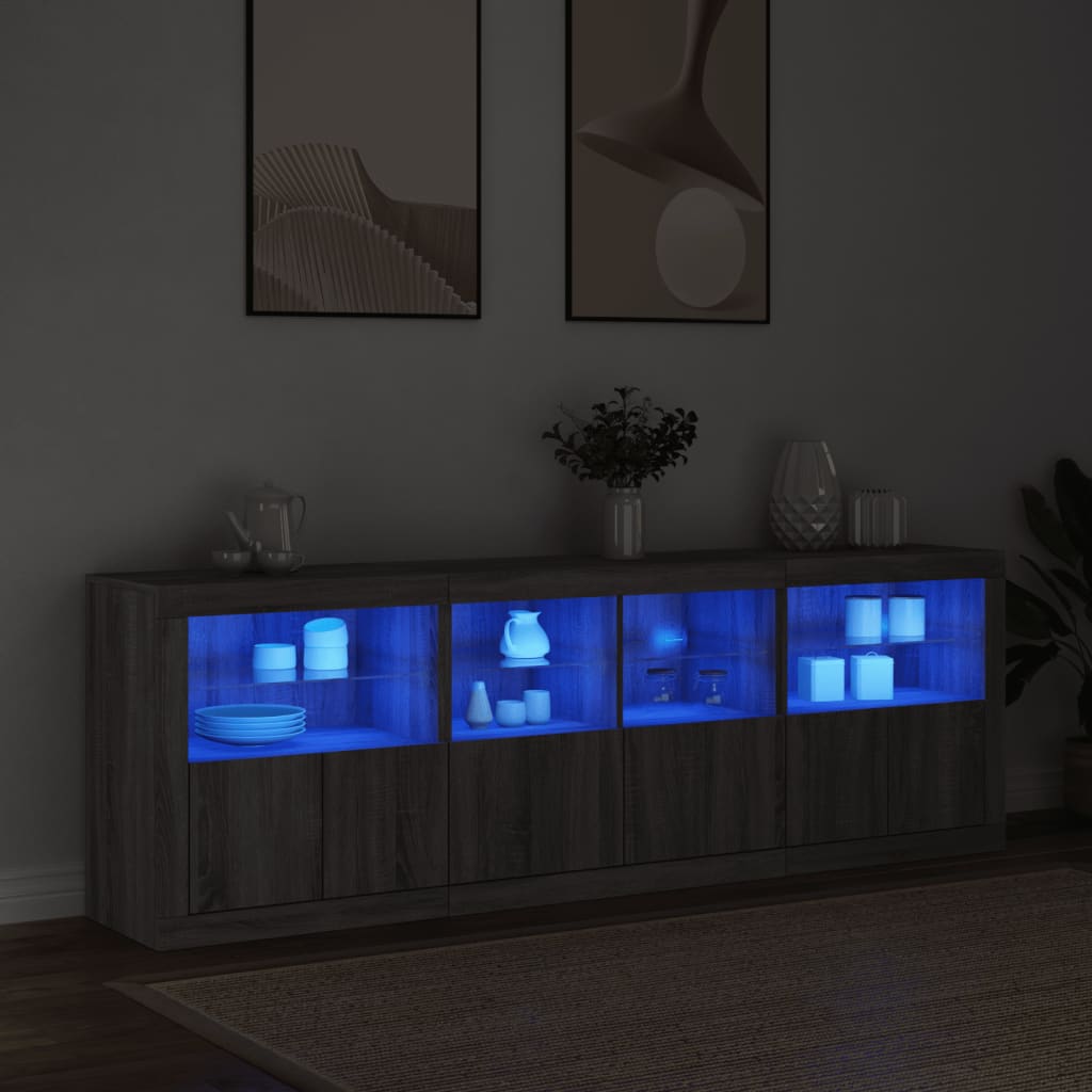 Μπουφές με LED Γκρι Sonoma 202 x 37 x 67 εκ. - Pakobazaar