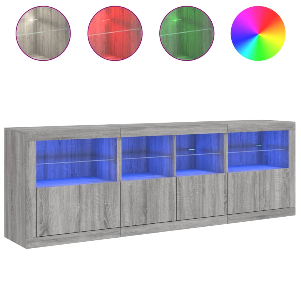 Μπουφές με LED Γκρι Sonoma 202 x 37 x 67 εκ. - Pakobazaar