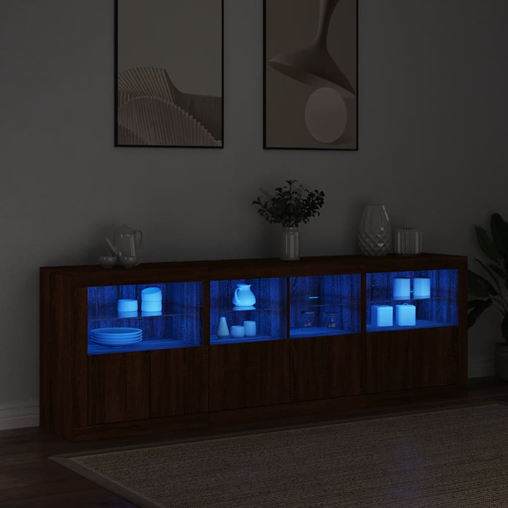 Μπουφές με Φώτα LED Καφέ Δρυς 202 x 37 x 67 εκ.