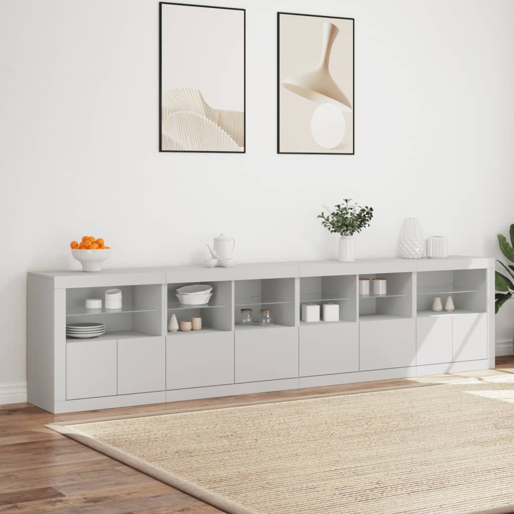 Μπουφές με Φώτα LED Λευκός 283x37x67 εκ.