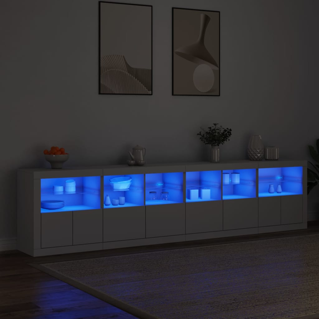 Μπουφές με Φώτα LED Λευκός 283x37x67 εκ.