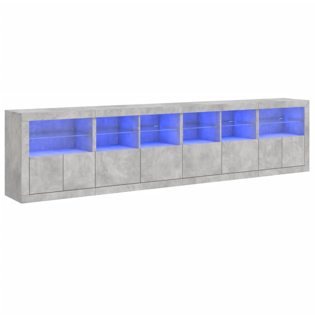 Μπουφές με LED Γκρι Σκυροδέματος 283 x 37 x 67 εκ.