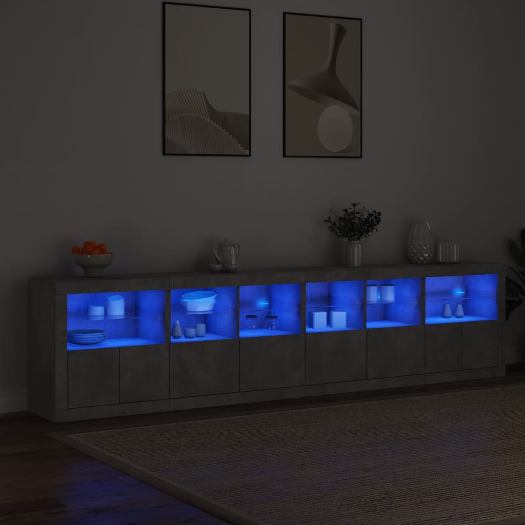 Μπουφές με LED Γκρι Σκυροδέματος 283 x 37 x 67 εκ.