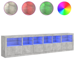 Μπουφές με LED Γκρι Σκυροδέματος 283 x 37 x 67 εκ.