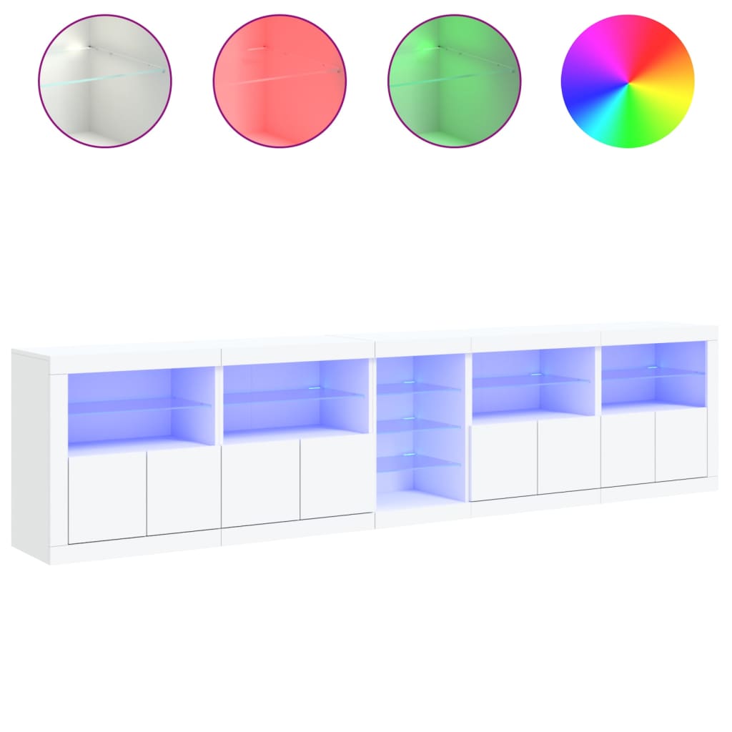 Μπουφές με Φώτα LED Λευκός 283 x 37 x 67 εκ.