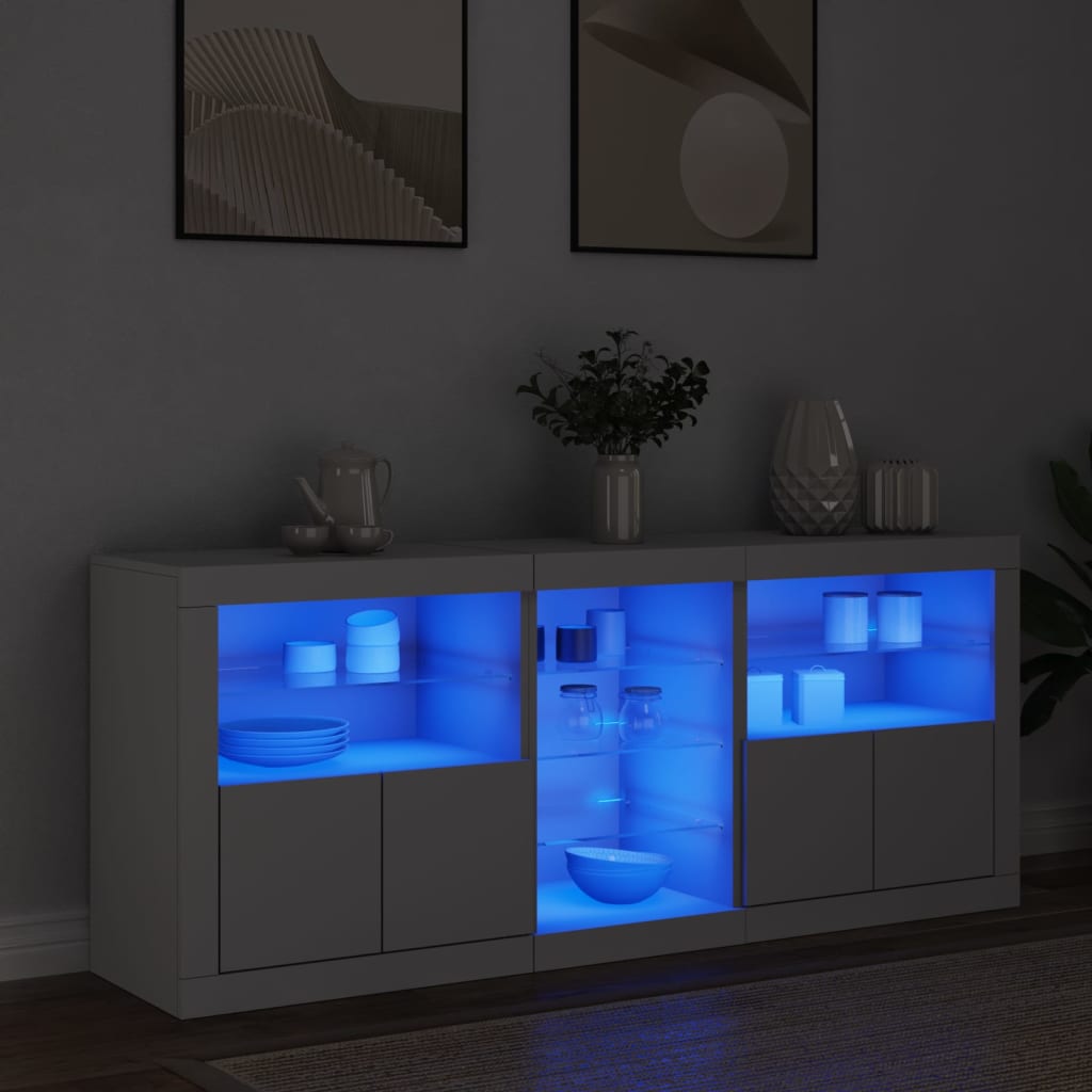 Μπουφές με Φώτα LED Λευκός 162 x 37 x 67 εκ.