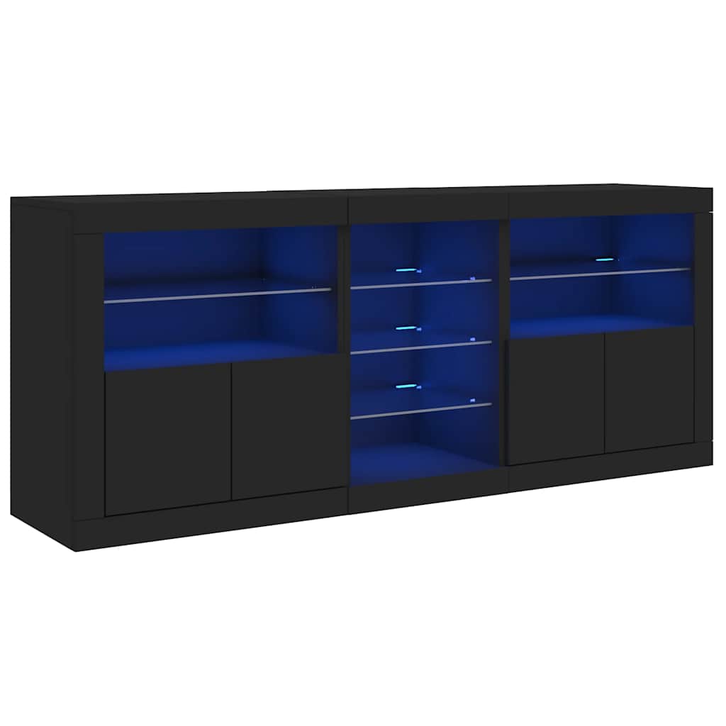 Μπουφές με Φώτα LED Μαύρος 162 x 37 x 67 εκ.