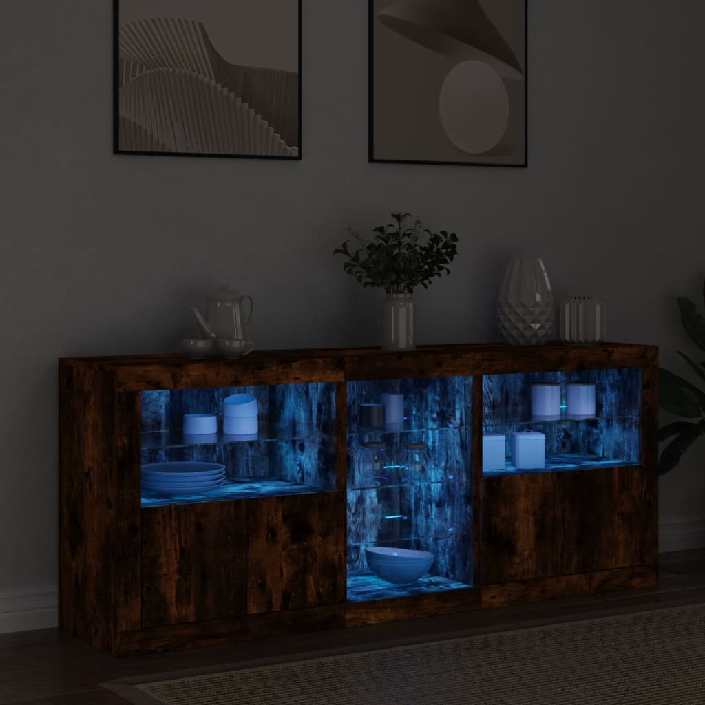 Ντουλάπι με LED Καπνιστή Δρυς 162x37x67 εκ. - Pakobazaar