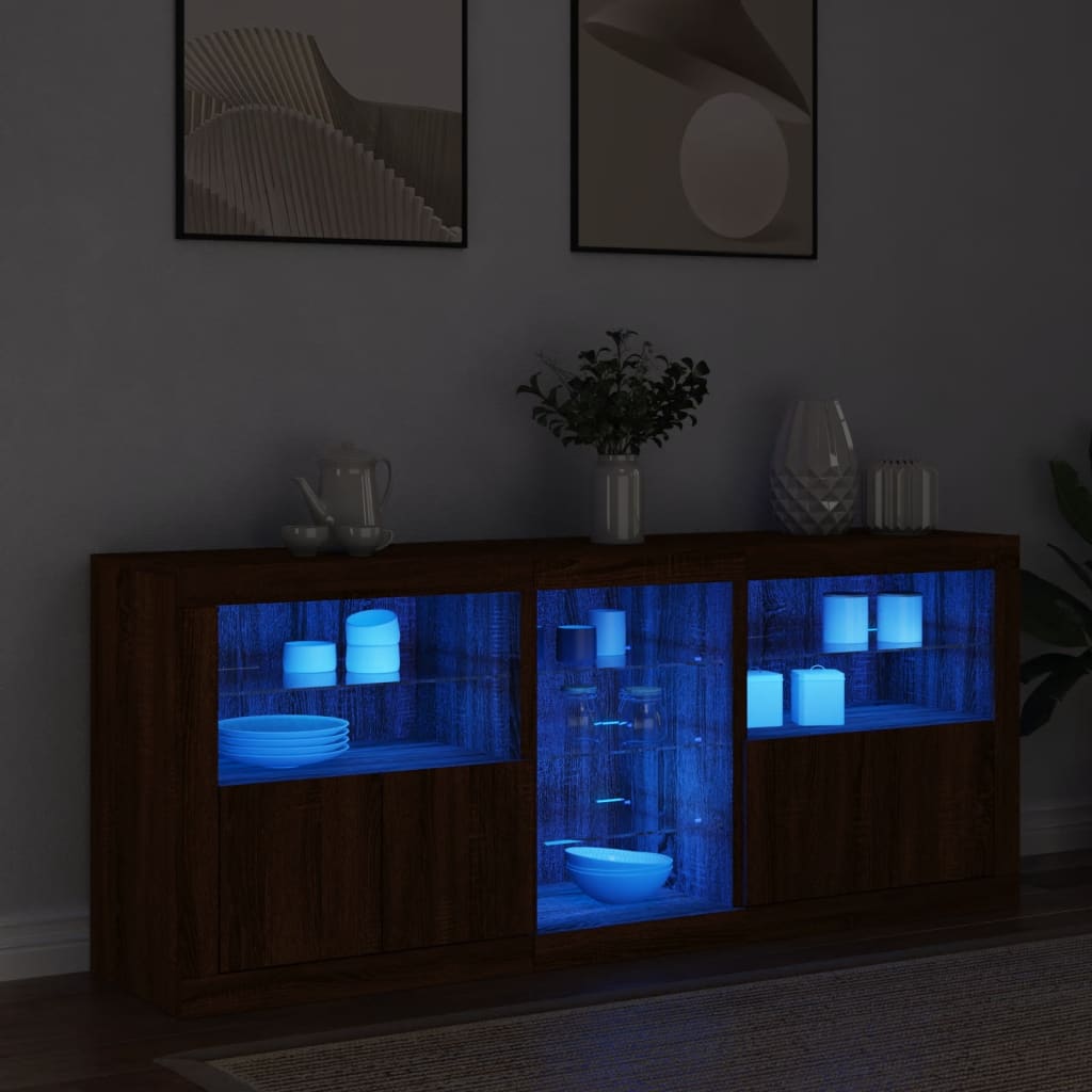 Ντουλάπι με LED Καφέ Δρυς 162x37x67 εκ.
