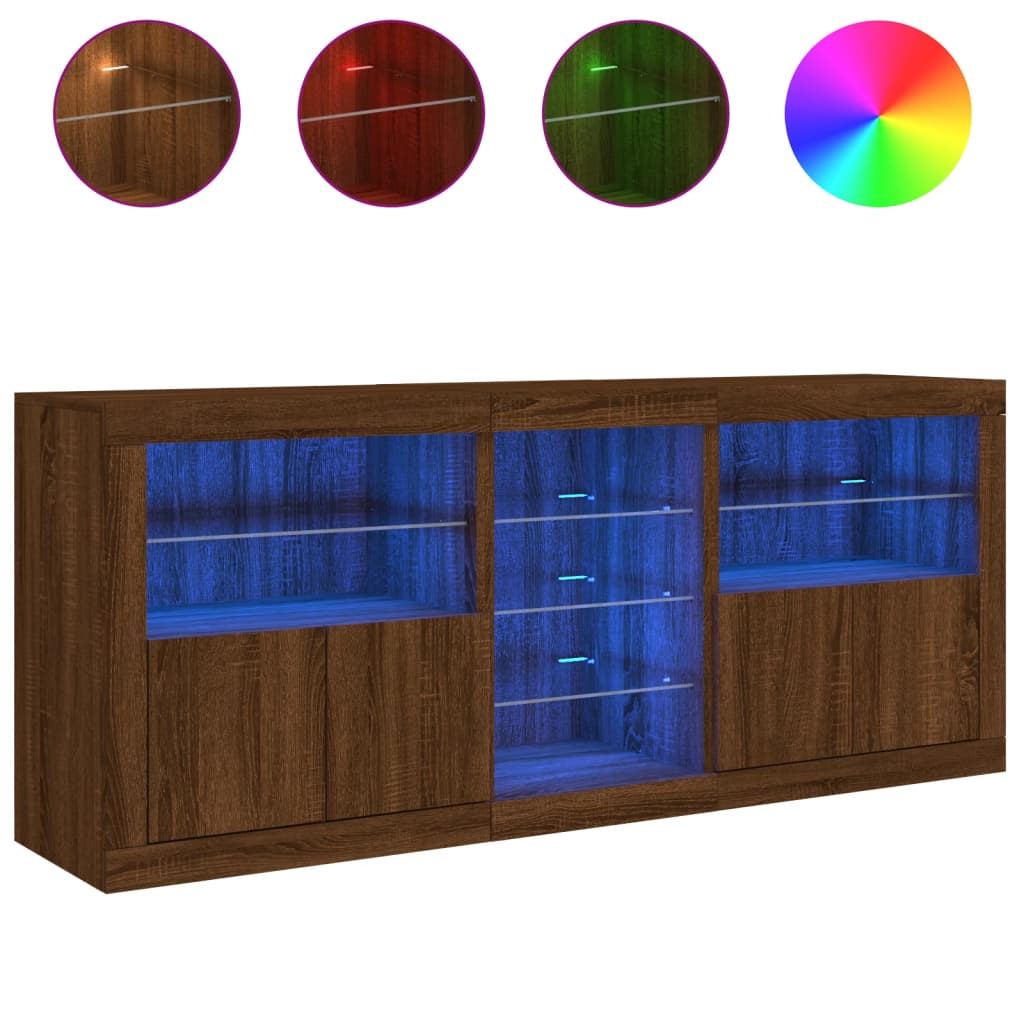 Ντουλάπι με LED Καφέ Δρυς 162x37x67 εκ.