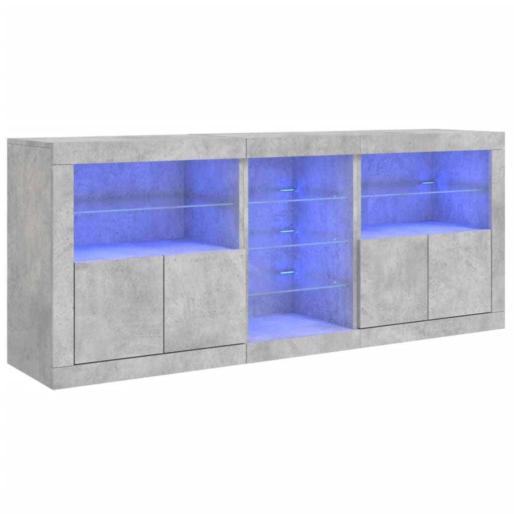 Μπουφές με LED Γκρι Σκυροδέματος 181,5 x 37 x 67 εκ.