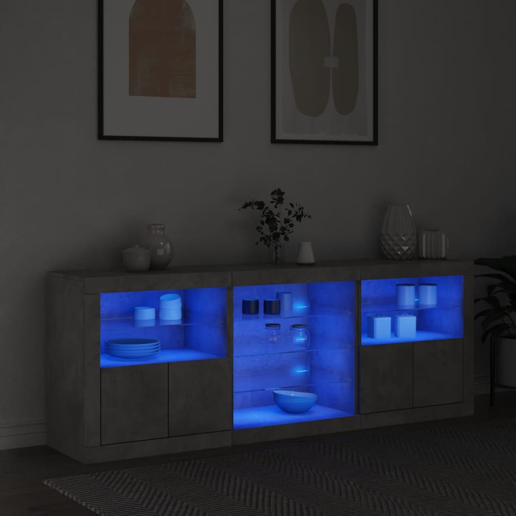 Μπουφές με LED Γκρι Σκυροδέματος 181,5 x 37 x 67 εκ.