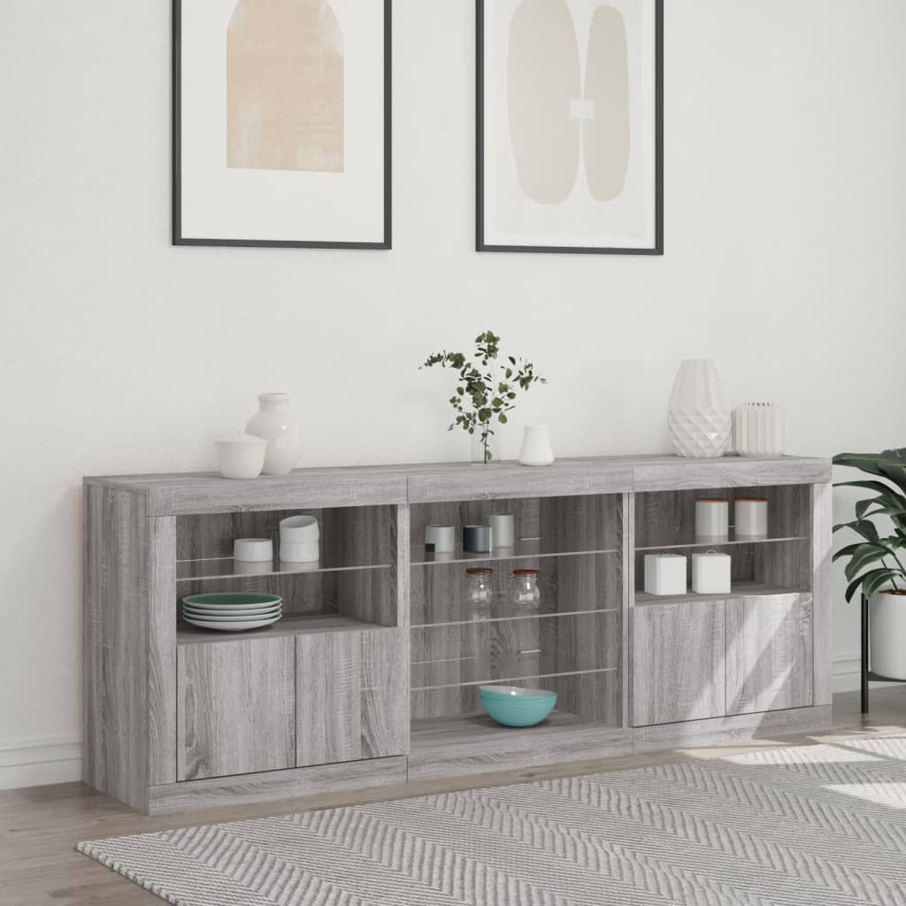 Μπουφές με LED Γκρι Sonoma 181,5 x 37 x 67 εκ. - Pakobazaar