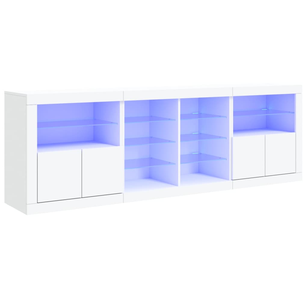 Μπουφές με Φώτα LED Λευκός 202 x 37 x 67 εκ.