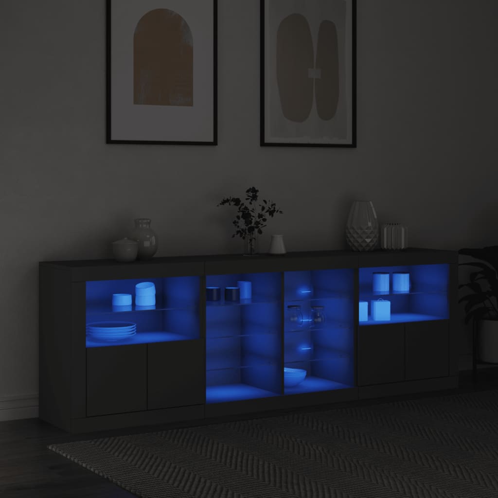 Μπουφές με Φώτα LED Μαύρος 202 x 37 x 67 εκ.