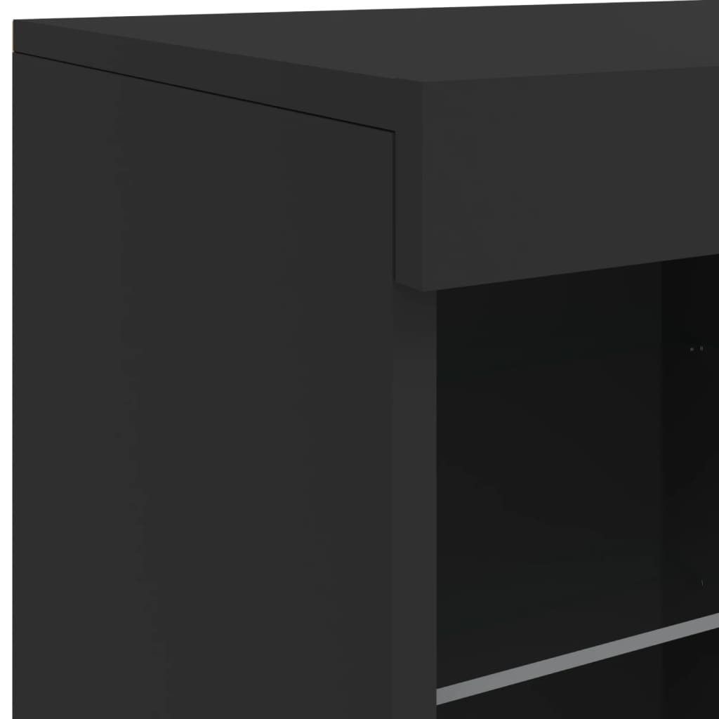 Μπουφές με Φώτα LED Μαύρος 202 x 37 x 67 εκ.